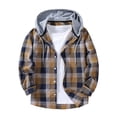 thumbnail image 1 of FRSASU Men's Hooded Plaid Shirt Jacket Loose‑Fit Button‑Front Casual Hooded Jacket for Daily Street Outerwear Coffee-K, 1 of 9