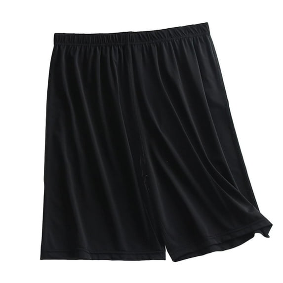 FRSASU Men's Ice Silk Pajama Shorts Soft Loose Comfy Lightweight Sleepwear Lounge Pajamas Shorts Black