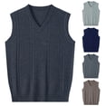 thumbnail image 1 of FRSASU Men's Jacquard Textured Sleeveless Sweater Vest Lightweight Classic V-Neck Cotton Warm Vest Pullover for Dad Husband Light Gray, 1 of 4