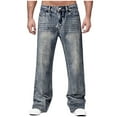 thumbnail image 1 of FRSASU Men's Jeans Regular Fit Straight Stretch Classic Casual Wide Bottom Denim Pants Blue-A, 1 of 8
