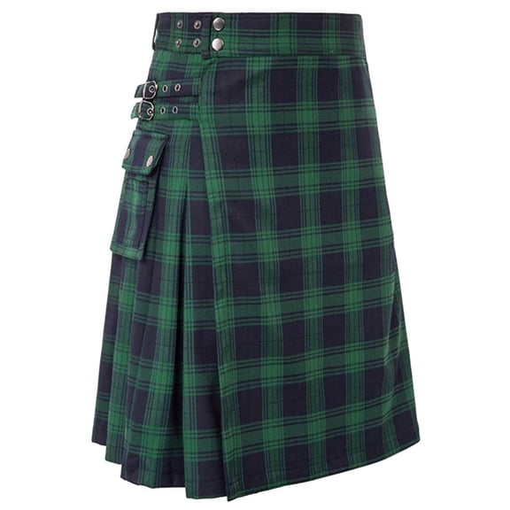 FRSASU Men’s Kilt Scottish Kilts for Men Scottish Tartan Kilt Utility Kilts Scottish Traditional Kilt Plaid Tartan Skirt St. Patrick's Day Skirt for Men Green