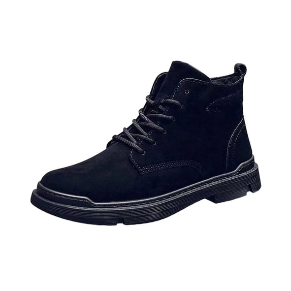 FRSASU Men's Lace Up Ankle Boots Casual Non Slip Work Chukka Boots Classic Outdoor Walking Booties for Fall Winter Black