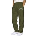 thumbnail image 1 of FRSASU Men's Letter Graphic Baggy Sweatpants Drawstring Waist Low Rise Y2k Sweat Pants with Pockets Army Green, 1 of 5
