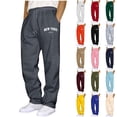 thumbnail image 1 of FRSASU Men's Letter Graphic Baggy Sweatpants Drawstring Waist Low Rise Y2k Sweat Pants with Pockets Yellow, 1 of 5