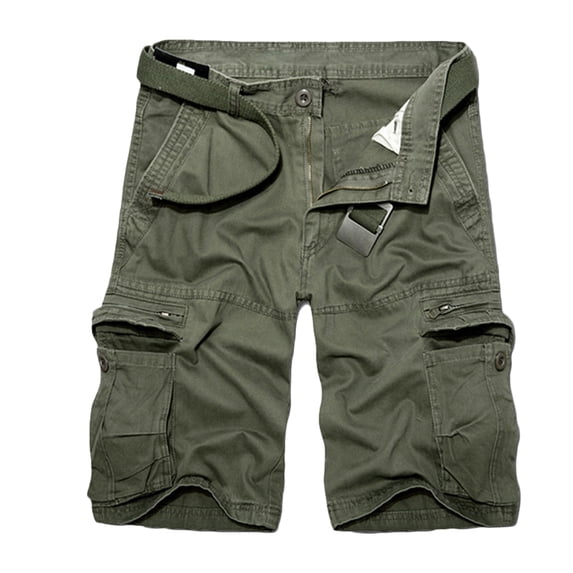 FRSASU Men's Lightweight Multi Pocket Casual Cargo Shorts,Hiking Outdoor Wild Cargo Shorts(No Belt) Green