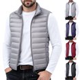 thumbnail image 1 of FRSASU Men's Lightweight Puffer Vest Outerwear Warm thermal Sleeveless Full Zip Up Stand Collar Puffy Jacket Wine, 1 of 6