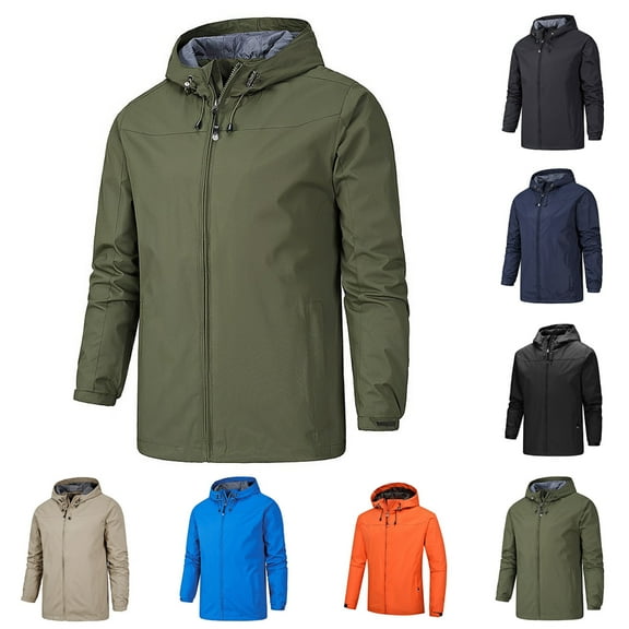 FRSASU Men's Lightweight Slim Fit Windbreaker Outdoor Sun Protection Hooded Jacket with Zipper Pocket Sky Blue