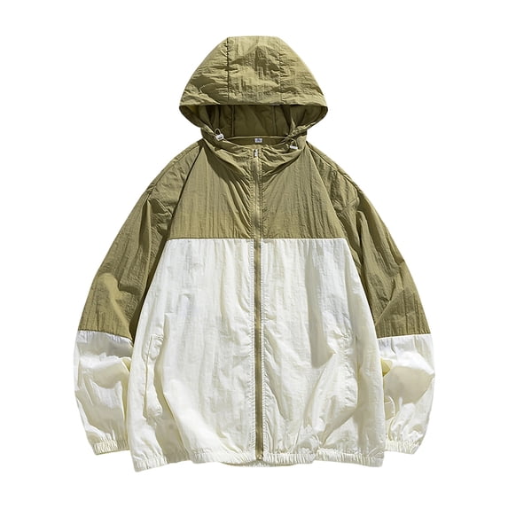 FRSASU Men's Lightweight Sun Protection Hoodies Long Sleeve Jackets with Pockets Full Zip UPF 50+ UV Top Shirts Beige