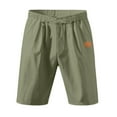 thumbnail image 1 of FRSASU Men's Linen Casual Classic Fit 11 Inch Inseam Elastic Waist Shorts with Drawstring Army Green, 1 of 9