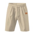 thumbnail image 1 of FRSASU Men's Linen Casual Classic Fit 11 Inch Inseam Elastic Waist Shorts with Drawstring Khaki, 1 of 9