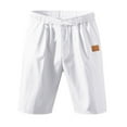 thumbnail image 1 of FRSASU Men's Linen Casual Classic Fit 11 Inch Inseam Elastic Waist Shorts with Drawstring White, 1 of 9