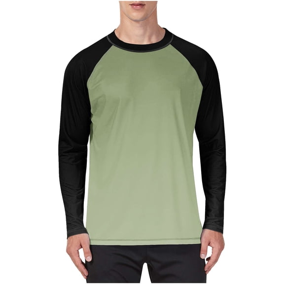 FRSASU Men's Long Sleeve Baseball Shirts Crew Neck Raglan Casual Vintage Jersey Sport Tee Tops Green