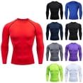 thumbnail image 1 of FRSASU Men's Long Sleeve Crew Neck Compression Shirts Elastic Quick Dry Workout Running Sport Base Layer Tops White, 1 of 5