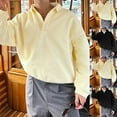 thumbnail image 1 of FRSASU Men's Long Sleeve Pullover Polo Shirts-Casual Loose Fit Sweatshirts V Neck Tops Yellow, 1 of 9
