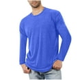 thumbnail image 1 of FRSASU Men's Long Sleeve Shirt Crew Neck Plain Spring Summer Soft Comfort Pullover Loose Fit Lightweight Blouse Light Blue, 1 of 5