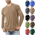 thumbnail image 1 of FRSASU Men's Long Sleeve Shirt Crew Neck Plain Spring Summer Soft Comfort Pullover Loose Fit Lightweight Blouse Red, 1 of 6