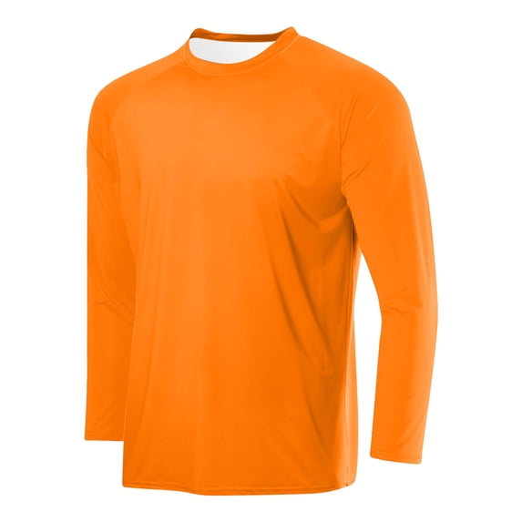 FRSASU Men's Long Sleeve Shirts Sun Protection Quick Dry Shirt Rash Guard Swimming Fishing Athletic Tee Tops Orange