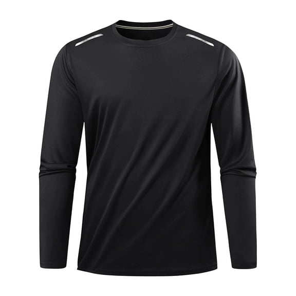 FRSASU Men's Long Sleeve Workout Shirts Quick Dry Cooling Athletic Outdoor Running Gym Sport Training Golf Tops Black