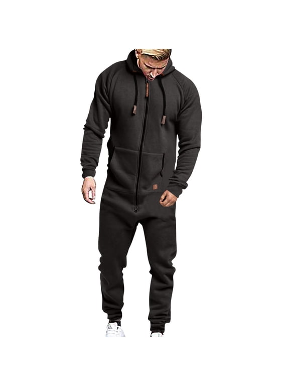 Men's Long Sleeve Zip-Front Coverall Lightweight Work Coveralls Mechanic Overall Jumpsuit with Hood Dark Gray
