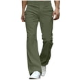 thumbnail image 1 of FRSASU Men's Loose Corduroy Slim Button Flared Pants Fashion Wide-leg Pants with Pockets Streetwear Army Green, 1 of 3