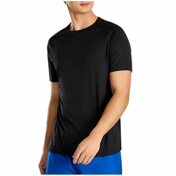 FRSASU Men's Loose Fit Crew Neck T Shirts Casual Raglan Short Sleeves Quick Dry Tshirt Knit Soft Breathable Running Tee Tops Black
