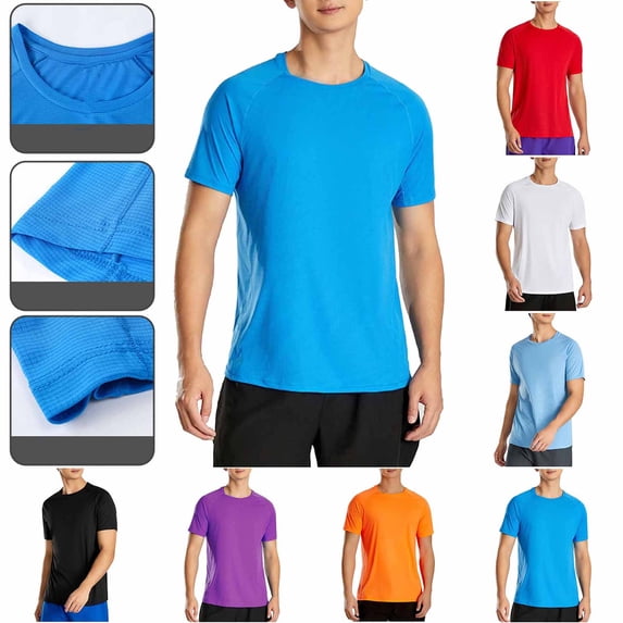 FRSASU Men's Loose Fit Crew Neck T Shirts Casual Raglan Short Sleeves Quick Dry Tshirt Knit Soft Breathable Running Tee Tops White
