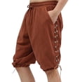 thumbnail image 1 of FRSASU Men's Medieval Pirate Cotton and Linen Shorts Elastic Waistband with Pockets Drawstring Slim-fit shorts Men's Linen Shorts Brown, 1 of 8