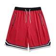 thumbnail image 1 of FRSASU Men's Mesh Basketball Shorts Lightweight Quick Dry Mesh Athletic Running Gym Striped Shorts with Zip Pocket. Red, 1 of 7