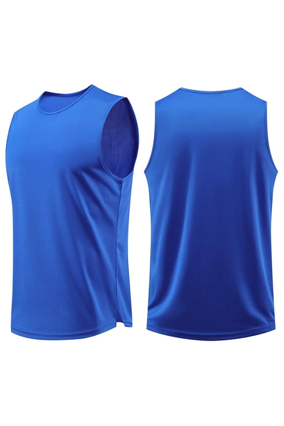 Men's Mesh Breathable Active Athletic Tech Tank Top - Workout & Training Activewear (Available in Big & Tall) Blue