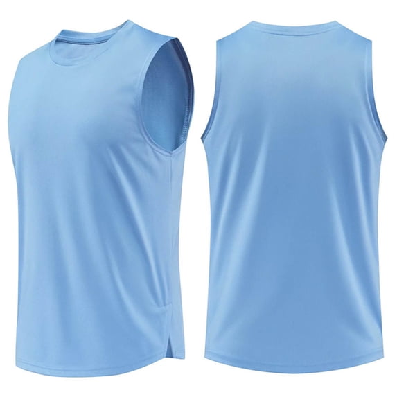 FRSASU Men's Mesh Breathable Active Athletic Tech Tank Top - Workout & Training Activewear (Available in Big & Tall) Light Blue