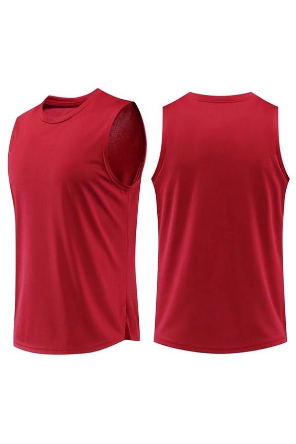 Men's Mesh Breathable Active Athletic Tech Tank Top - Workout & Training Activewear (Available in Big & Tall) Red