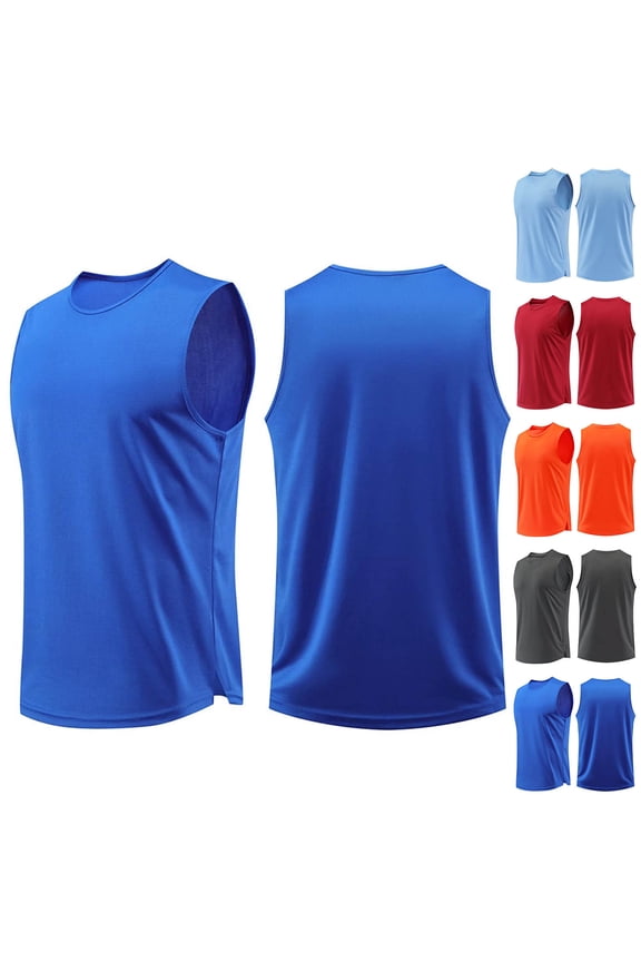 Men's Mesh Breathable Active Athletic Tech Tank Top - Workout & Training Activewear (Available in Big & Tall) Red