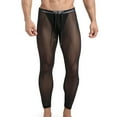 thumbnail image 1 of FRSASU Men's Mesh Compression Pants Ice Silk Yoga Slim Leggings Tights Pants See Through Stretchy Capris Sports Shapewear Black, 1 of 6