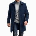 thumbnail image 1 of FRSASU Men's Mid‑Length Overcoat Single‑Breasted Notched Lapel Collar Warm Casual Business Winter Outerwear Coat Navy, 1 of 6