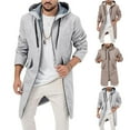 thumbnail image 1 of FRSASU Men's Mid to Long Cardigan Hoodies Full-Zip Regular Fit Casual Woolen Hooded Coat wiht Pocket Khaki, 1 of 9