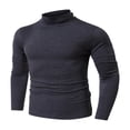 thumbnail image 1 of FRSASU Men's Mock Turtleneck Shirts Long Sleeve Cotton Pullover Sweaters Lightweight Knitted Slim Fit Soft Tee Tops Dark Gray, 1 of 5