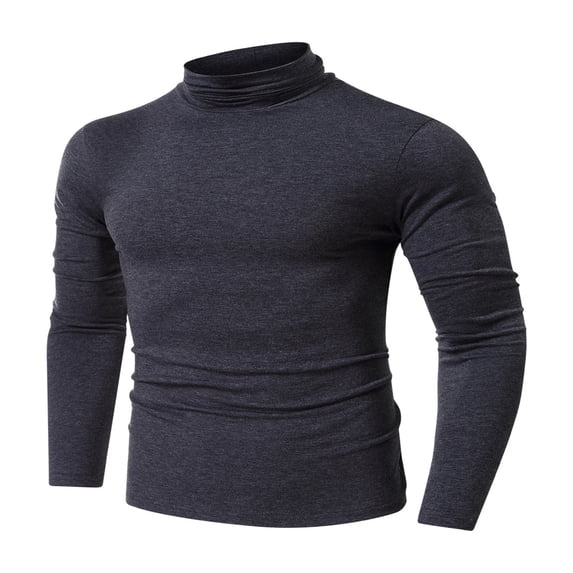 FRSASU Men's Mock Turtleneck Shirts Long Sleeve Cotton Pullover Sweaters Lightweight Knitted Slim Fit Soft Tee Tops Dark Gray