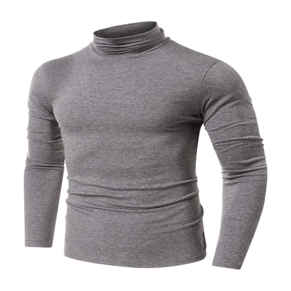 FRSASU Men's Mock Turtleneck Shirts Long Sleeve Cotton Pullover Sweaters Lightweight Knitted Slim Fit Soft Tee Tops Gray