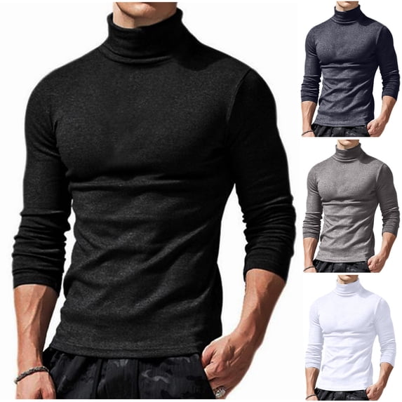 FRSASU Men's Mock Turtleneck Shirts Long Sleeve Cotton Pullover Sweaters Lightweight Knitted Slim Fit Soft Tee Tops White