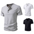 thumbnail image 1 of FRSASU Men's Muscle T-Shirt Bodybuilding Gym Tee Short Sleeve Button Casual Work Athletic Workout Tee Tops White-A, 1 of 9