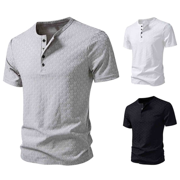 FRSASU Men's Muscle T-Shirt Bodybuilding Gym Tee Short Sleeve Button Casual Work Athletic Workout Tee Tops White-A