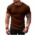 thumbnail image 1 of FRSASU Men's Muscle T-Shirts Stretch Short Sleeve Bodybuilding Workout Casual Slim Fit Tee Tops Coffee, 1 of 7