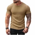 thumbnail image 1 of FRSASU Men's Muscle T-Shirts Stretch Short Sleeve Bodybuilding Workout Casual Slim Fit Tee Tops Khaki, 1 of 7