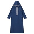 thumbnail image 1 of FRSASU Men's Muslim Robe Casual Loose Kaftan Thobe Long Gown Hoodie Retro Caftans Long Sleeve Dubai Robes with Embroidered Blue, 1 of 9
