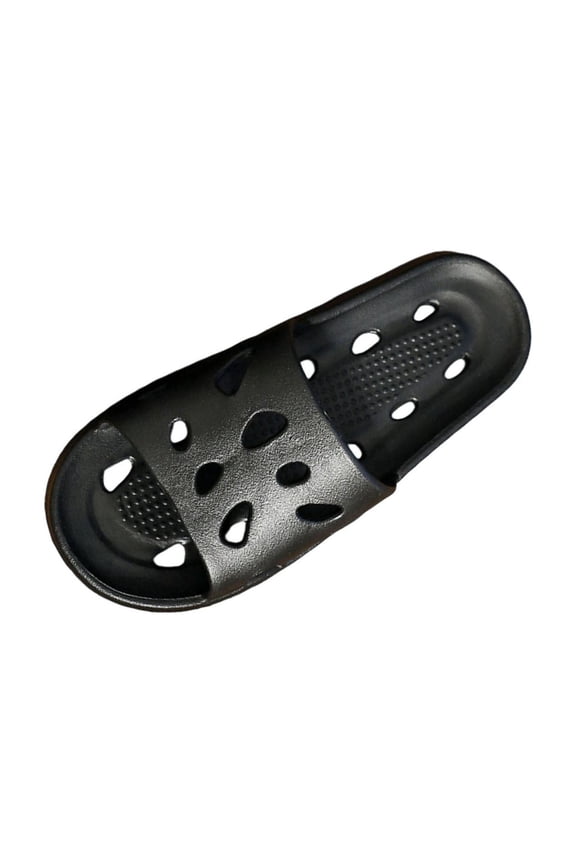 Men's Non-Slip Quick Dry Shower Slippers Lightweight Pool Sandals with Drain Holes Dorm, Beach, Bathroom & Gym Slippers Black