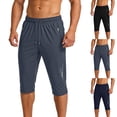 thumbnail image 1 of FRSASU Men's Outdoor Capri Pants Quick Dry Hiking Capris Drawstring Elastic Waist Workout Pant with Zipper Pockets Gray, 1 of 9