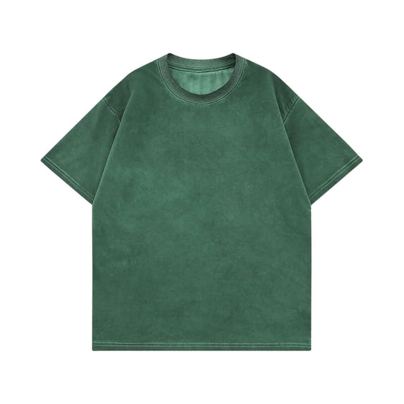 FRSASU Men's Oversized Cotton T-Shirts Loose Fit Vintage Washed Tee Unisex Short Sleeve Casual Shirts Tops Army Green