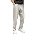 thumbnail image 1 of FRSASU Men's Pants Drawstring Elastic Lightweight Straight Leg Trousers with Pockets Spring Summer Fall Full Length Pants Gray, 1 of 9