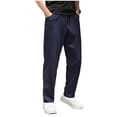 thumbnail image 1 of FRSASU Men's Pants Drawstring Elastic Lightweight Straight Leg Trousers with Pockets Spring Summer Fall Full Length Pants Navy, 1 of 9