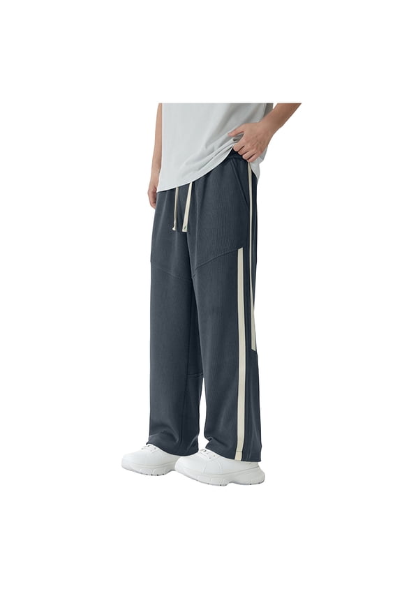 Men's Parachute Sweatpants Y2k Baggy Track Pants Drawstring Wide Leg Casual Trousers Streetwear Gray